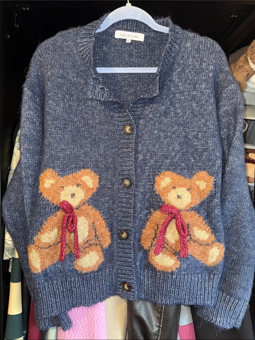 Sofie the Label Navy Teddy Bear Knit Cardigan
